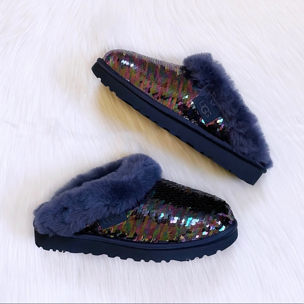 UGG Women’s Cluggette Sequin Navy Slippers - Picture 3 of 9